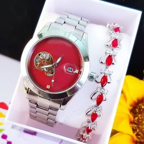 No Tarnishing Rugged Lasting Ladies Watch + Classic Bracelet