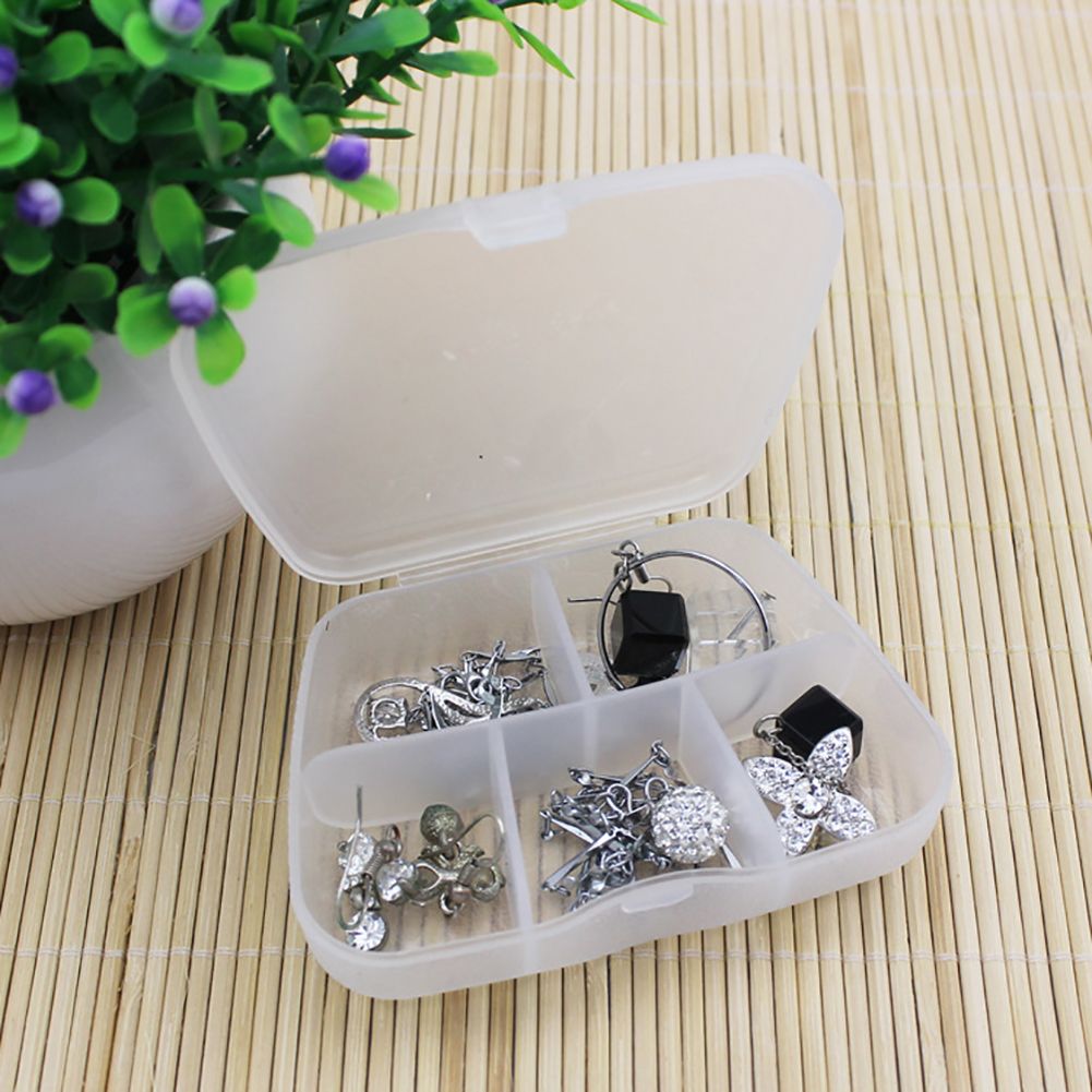5 Compartments Medicine Case Pills Tablet Jewelry Box-White