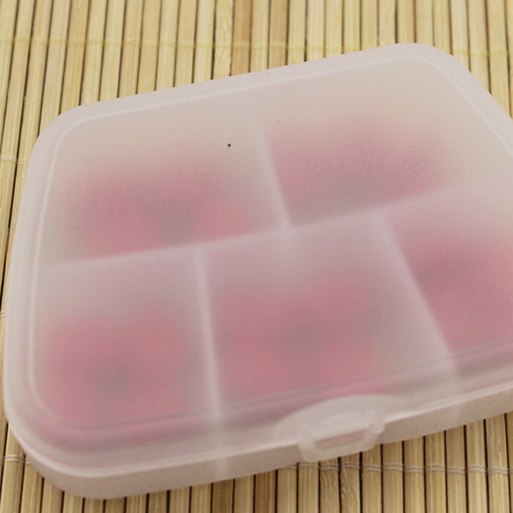 5 Compartments Medicine Case Pills Tablet Jewelry Box-White