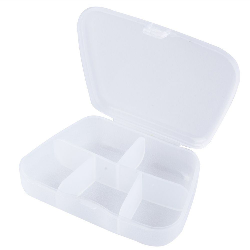 5 Compartments Medicine Case Pills Tablet Jewelry Box-White