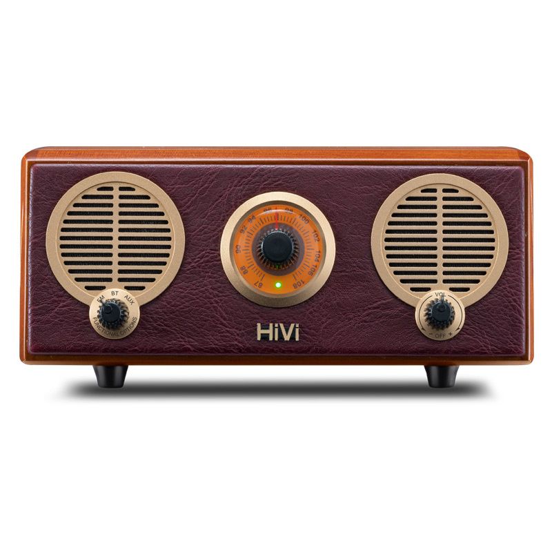 A/HiVi Classical M2R Sonata Log Wireless Bluetooth Active FM Radio Portable Speaker Red