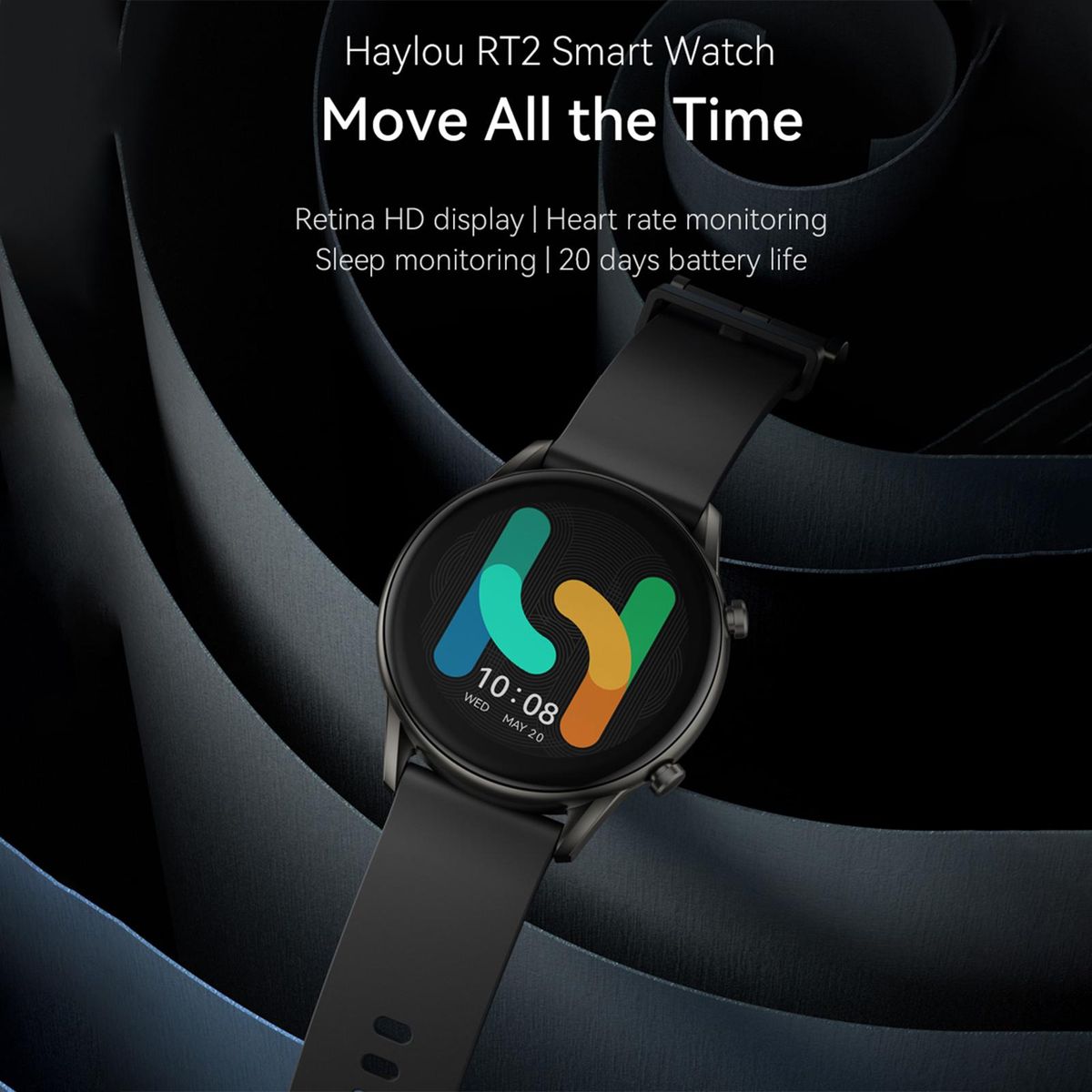 HAYLOU RT2 smart watches Custom watch 12 Sport Models Face Blood oxygen Monitor Heart Rate Monito Sleep monitor IP68 Waterproof