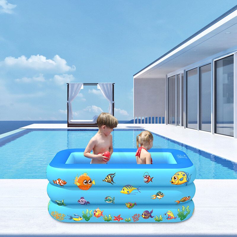 210/180/150/130/110CM Rectangle Quick Set Inflatable Above Ground Swimming Pool Kids Family Outdoor Garden Swimming Blue 150CM