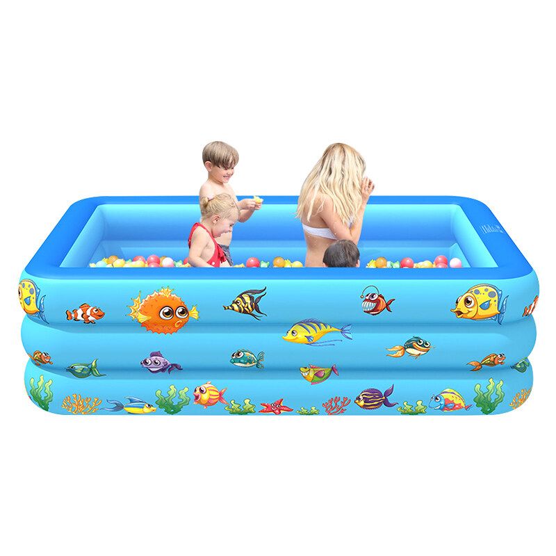 210/180/150/130/110CM Rectangle Quick Set Inflatable Above Ground Swimming Pool Kids Family Outdoor Garden Swimming Blue 150CM