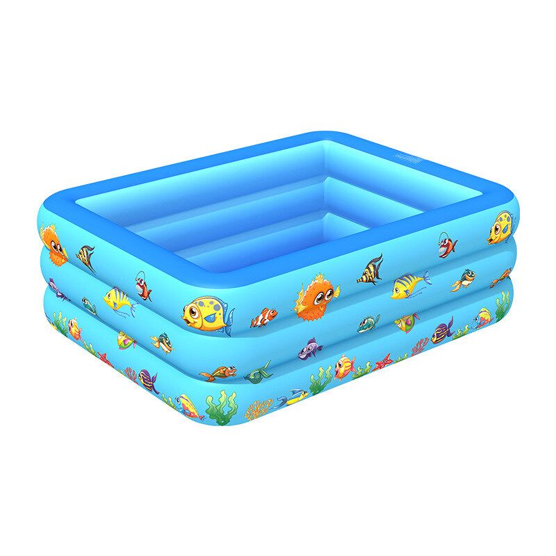 210/180/150/130/110CM Rectangle Quick Set Inflatable Above Ground Swimming Pool Kids Family Outdoor Garden Swimming Blue 150CM