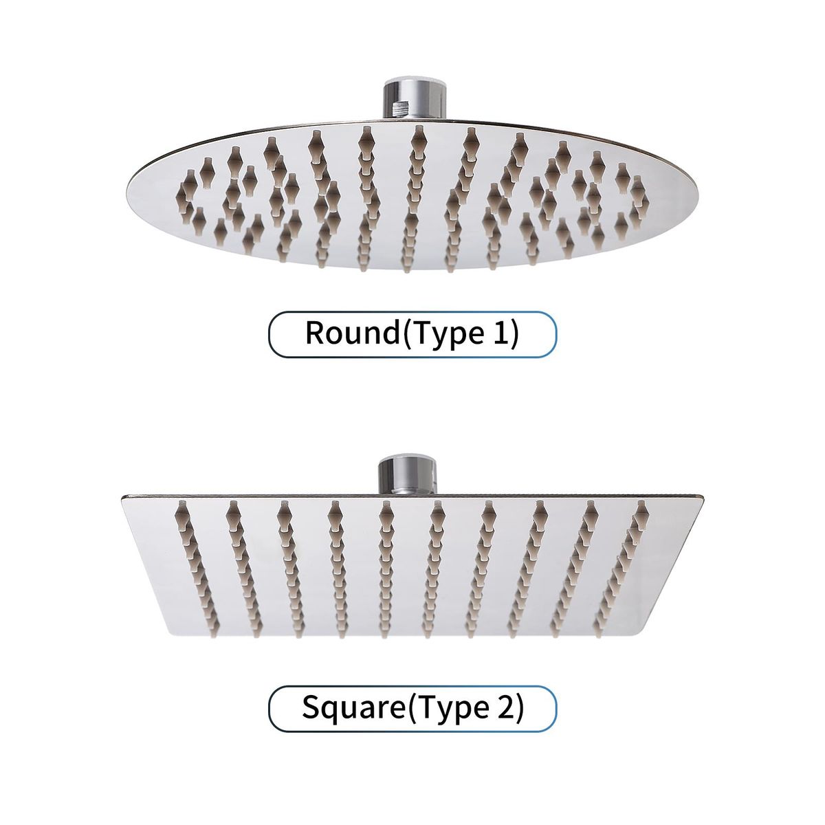 8 Inch Square Rain Showerhead G1/2 High Pressure Shower Head Bathroom Swivel Shower Head Super Thin Stainless Steel Bath Rain Shower Head Replacement