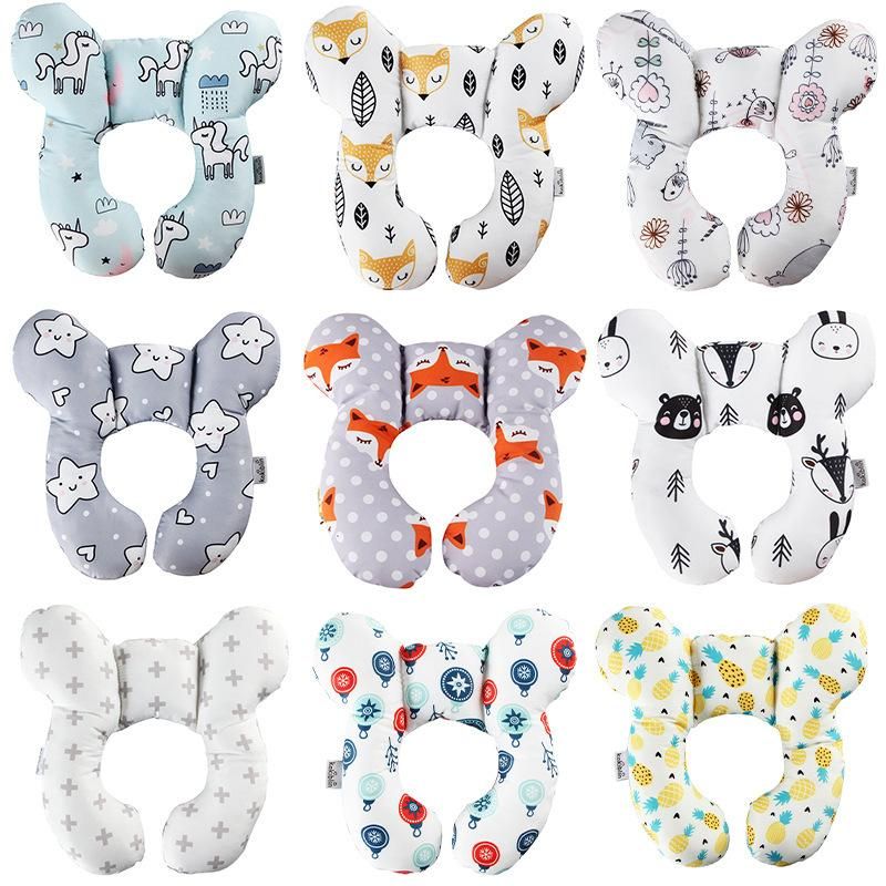 Baby head protection U-shaped pillow stroller fixed head pillow car seat sleep protection head and neck pillow wholesale Yellow fox Mark as shown