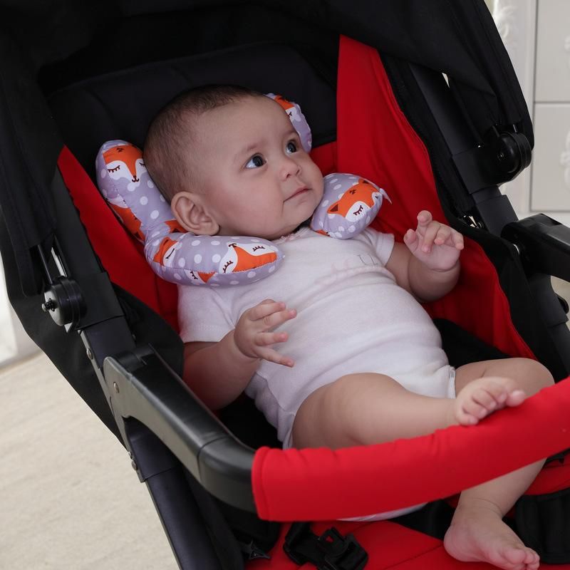 Baby head protection U-shaped pillow stroller fixed head pillow car seat sleep protection head and neck pillow wholesale Yellow fox Mark as shown