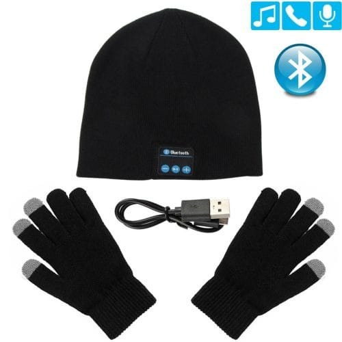Smart Bluetooth Music Headset Cap And Free Touch Screen Gloves - Dark Grey