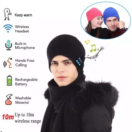 Smart Bluetooth Music Headset Cap And Free Touch Screen Gloves - Dark Grey
