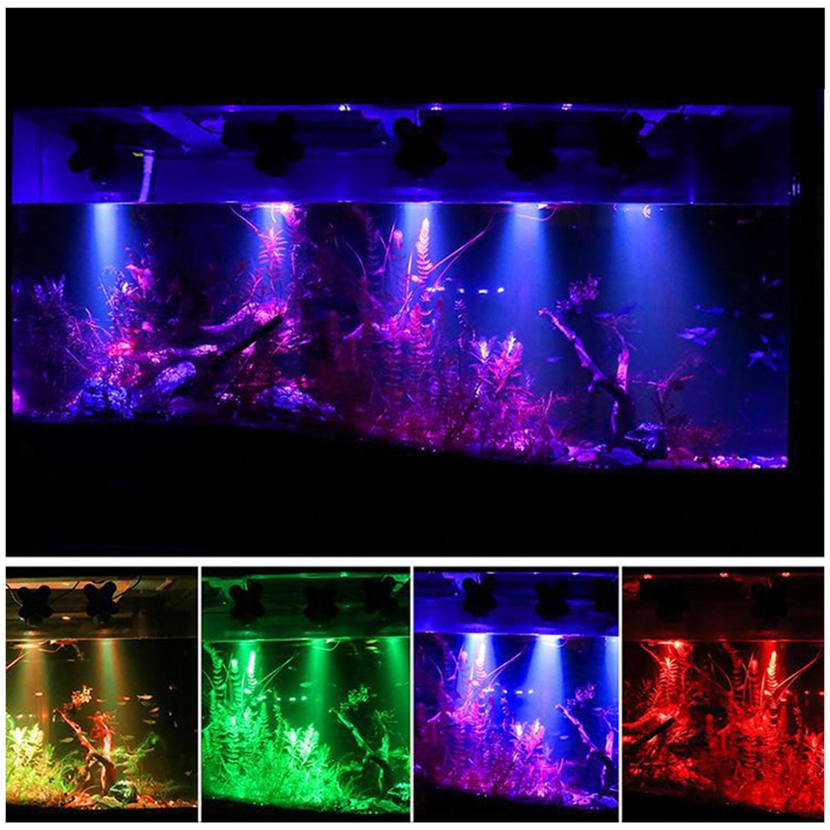 5PCS 4 LEDs RGB Underwater Diving Lamp Light Kit Set with Remote Controller Line Control Rotatable Illumination Angle IP65 Water Resistance Dimmable Brightness Speed Adjustable 2 Diverse Lighting Effects 3 Levels Timer T-ime 