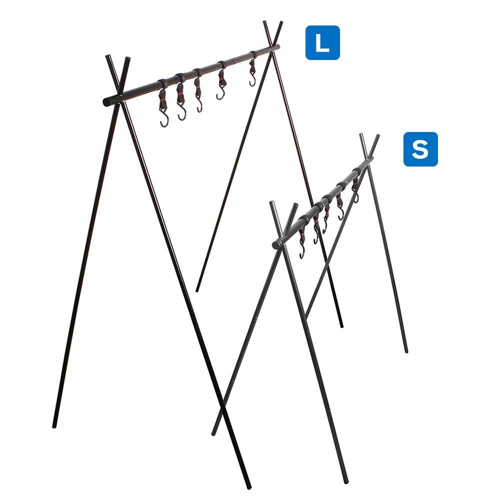 Outdoor Cookware Hanging Rack Foldable Portable Campsite Storage Rack with Storage Bag Hooks