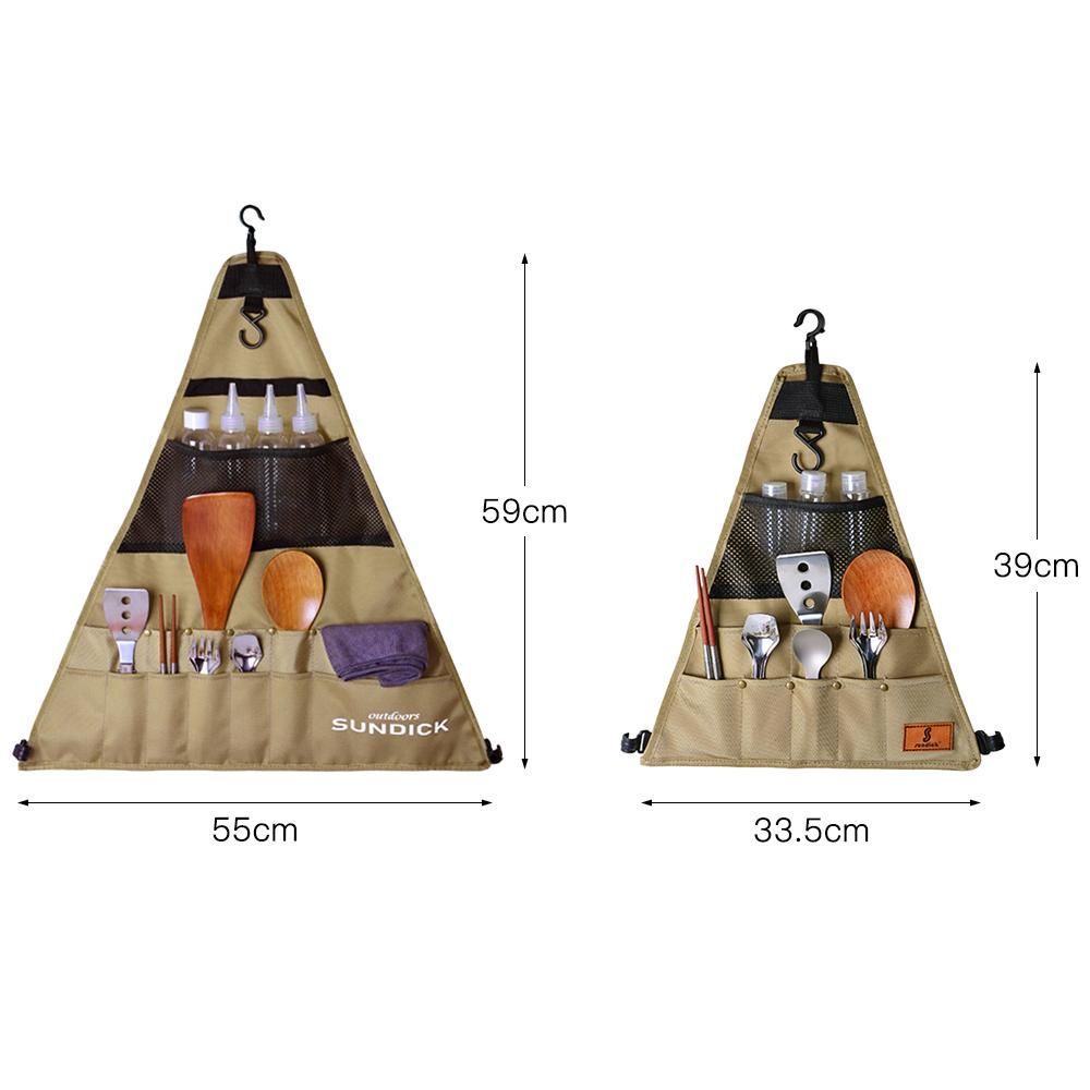 Outdoor Cookware Hanging Rack Foldable Portable Campsite Storage Rack with Storage Bag Hooks
