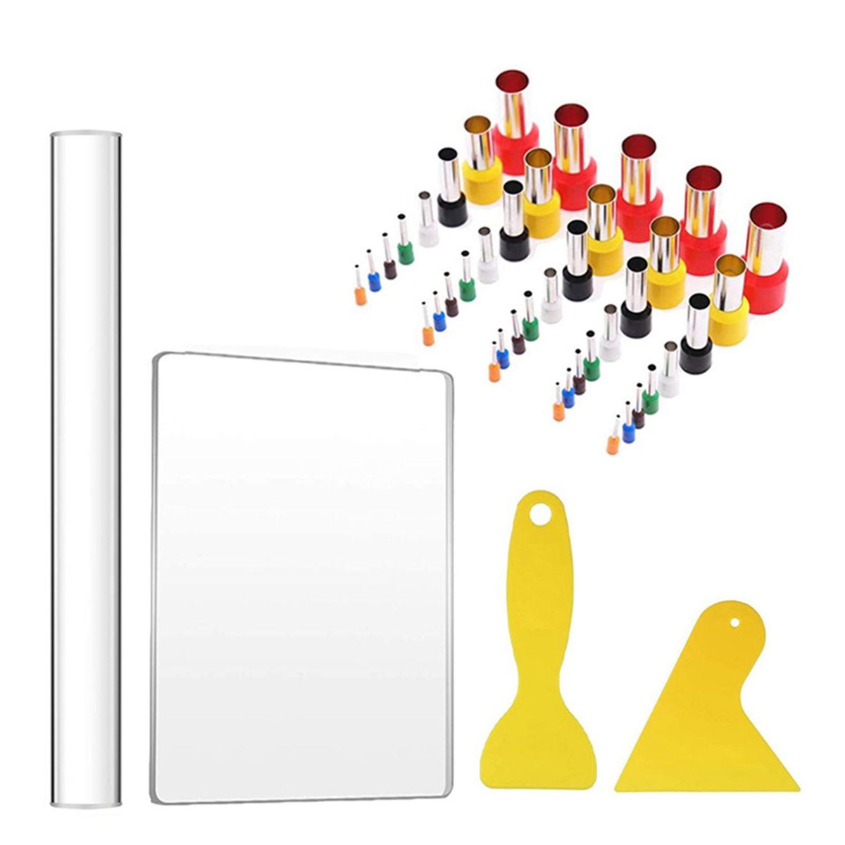 44pcs Clay Tools Kit Polymer Clay Cutters Mini Circle Shape Cutter Molds Round Indentation Tool with Clay Roller Acrylic Sheet Plastic Scraper Pottery Ceramic DIY Clay Tools
