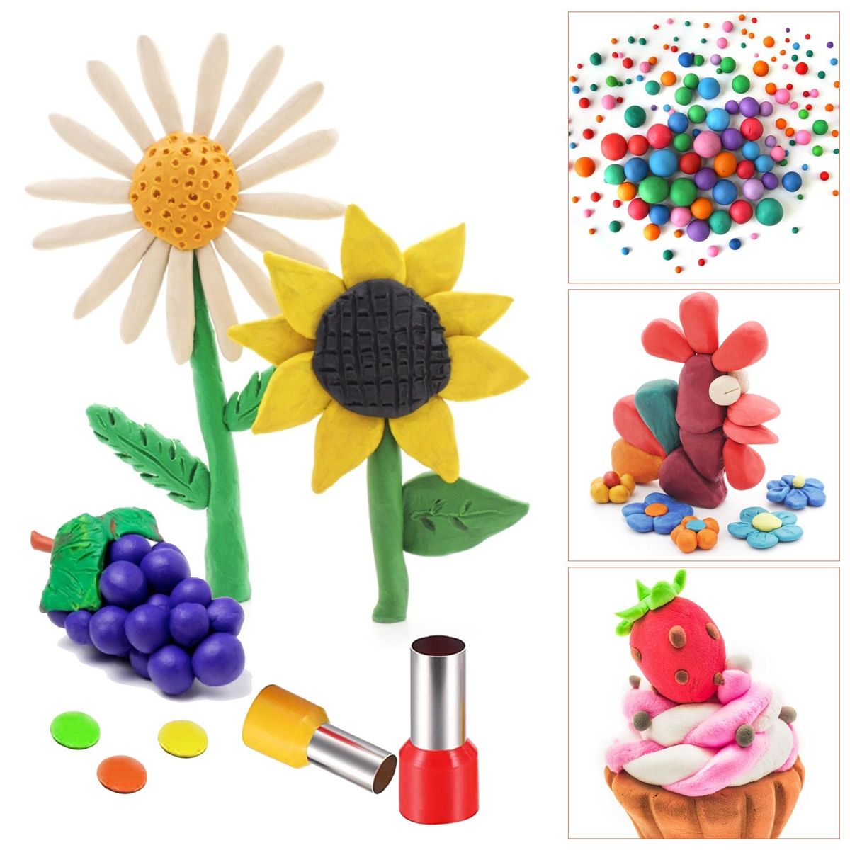 44pcs Clay Tools Kit Polymer Clay Cutters Mini Circle Shape Cutter Molds Round Indentation Tool with Clay Roller Acrylic Sheet Plastic Scraper Pottery Ceramic DIY Clay Tools