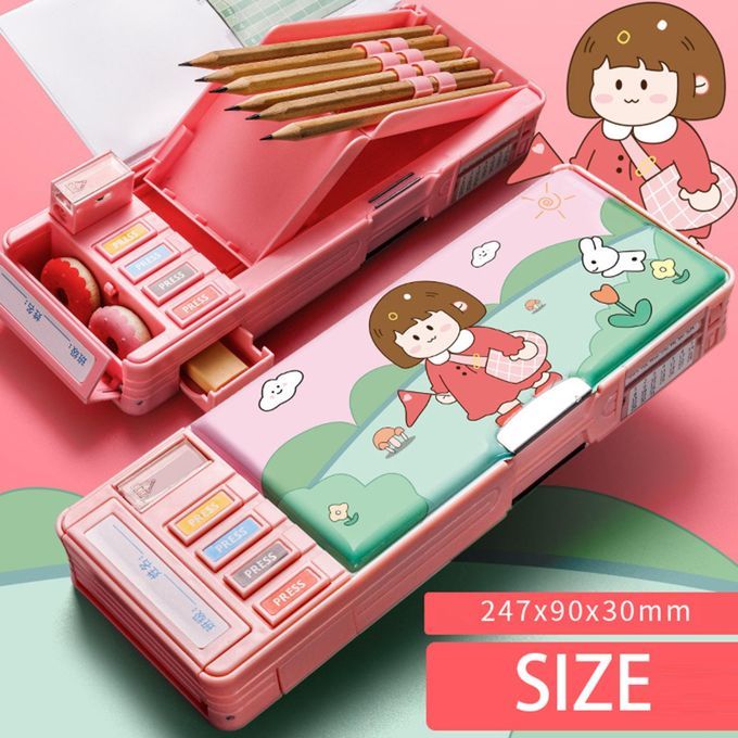 Portable Pen Case Large Capacity Stationery Pouch Leisure Time 2 Layer