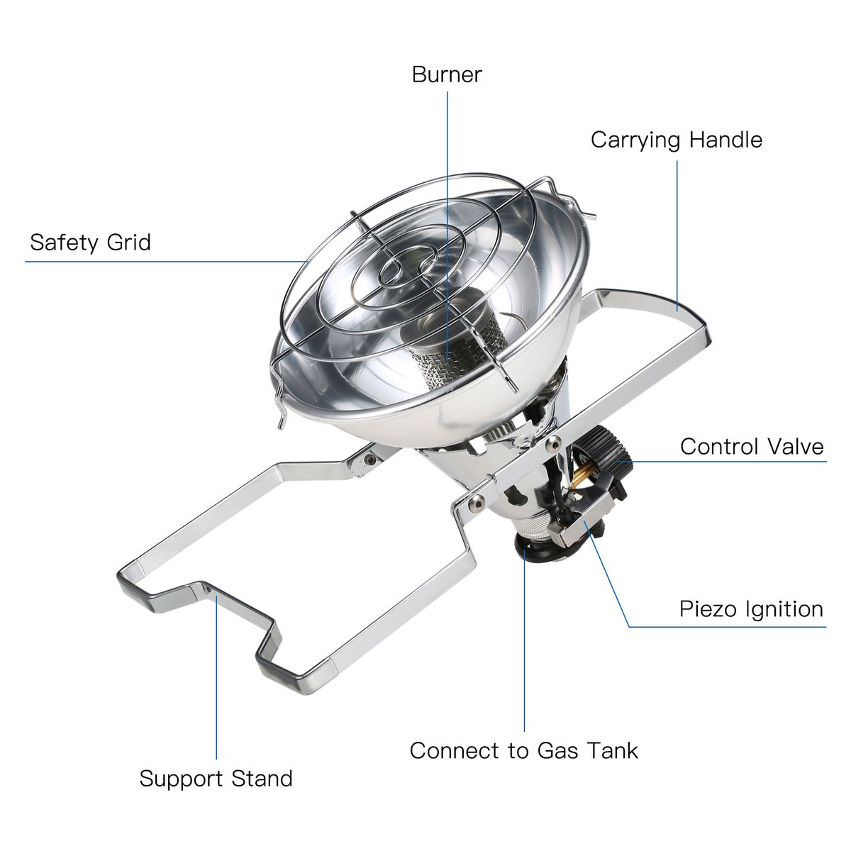 1000W Outdoor Portable Piezo Ignition Gas Heater Warmer