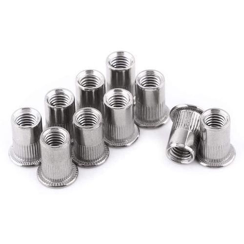 30 Pcs Flat Head Blind Rivet Nuts Stainless Steel