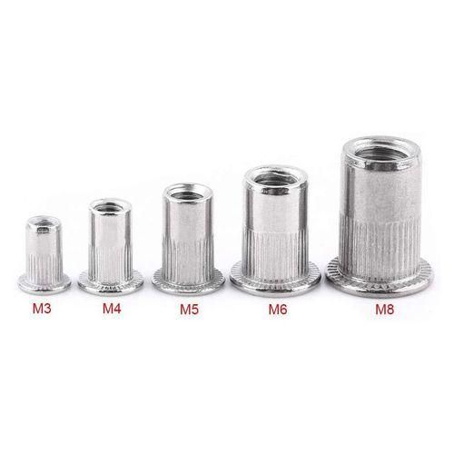 30 Pcs Flat Head Blind Rivet Nuts Stainless Steel