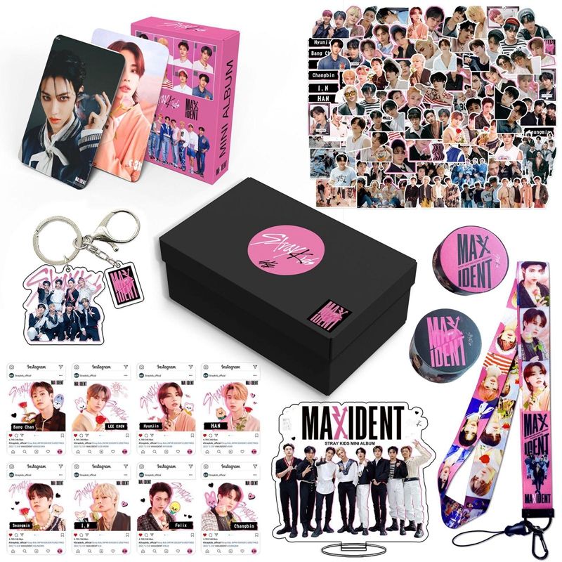 Kpop Stray Kids MAXIDENT AlGift Box Photocards Stickers Masking Tape Acrylic Stand