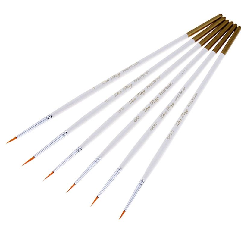 6pcs 0 00 000 Detail Artist Brushes Set Nylon Hair