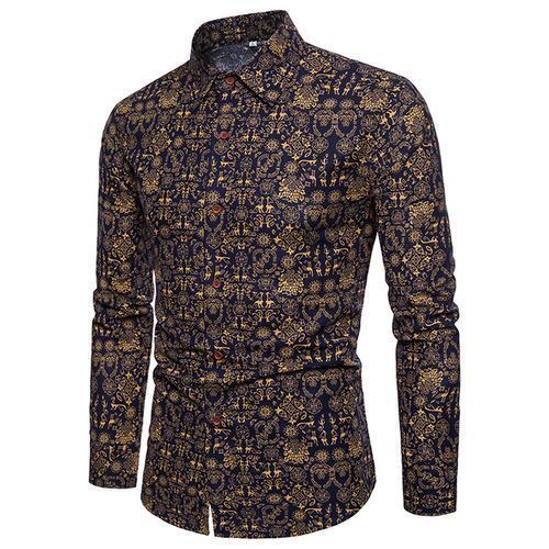 Men's Fashion Long Sleeve Trousers Printed Suit