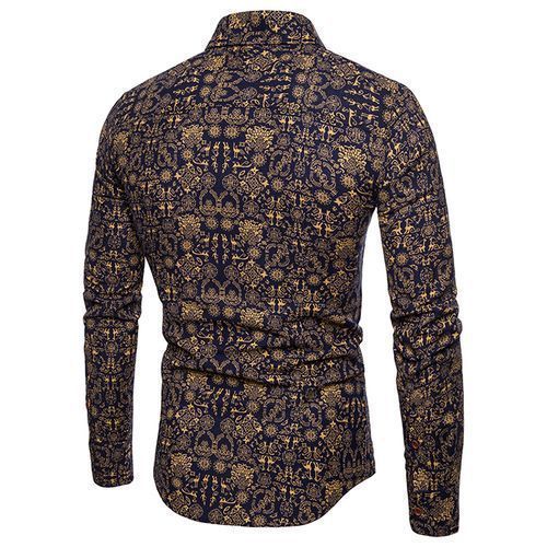 Men's Fashion Long Sleeve Trousers Printed Suit