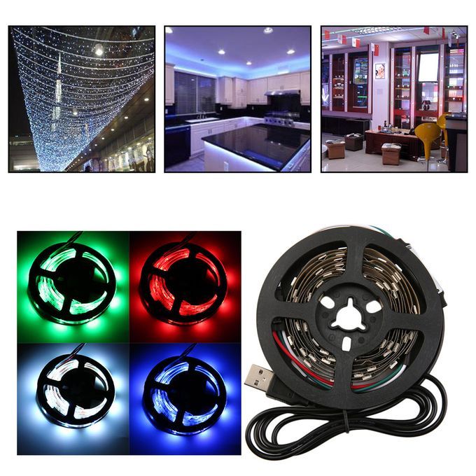 WS68 12 RGB    SMD No Waterproof Flexible USB 5V   Bla K Strip  S-black Strip-150CM/45LED