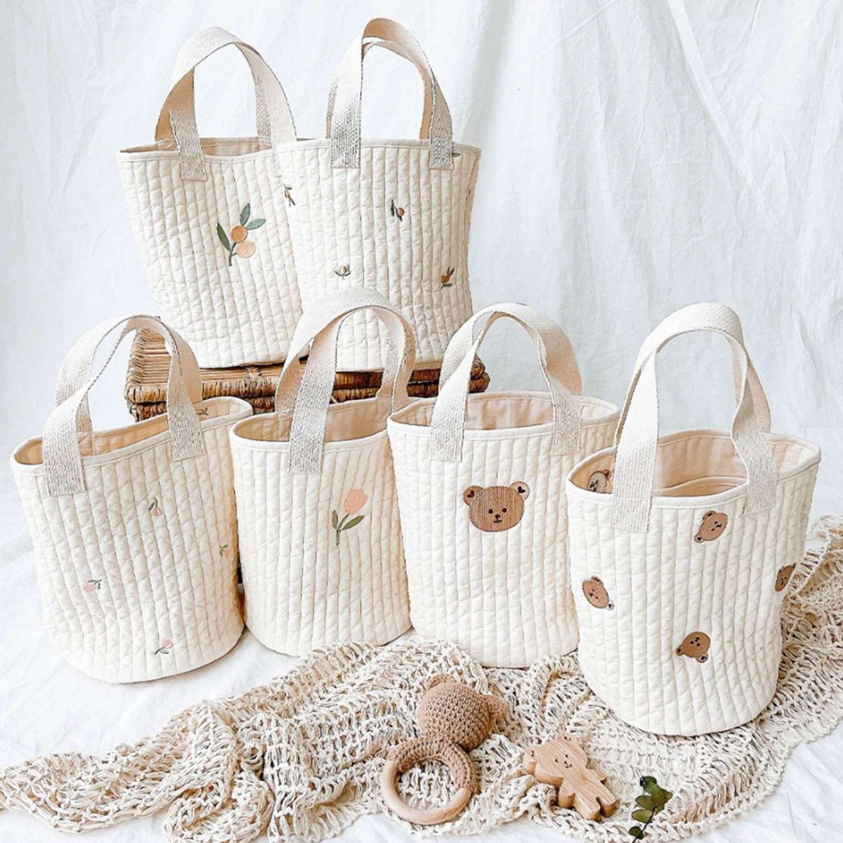 Baby Crib Organizer Storage Bags Cotton Bed Storage Diaper