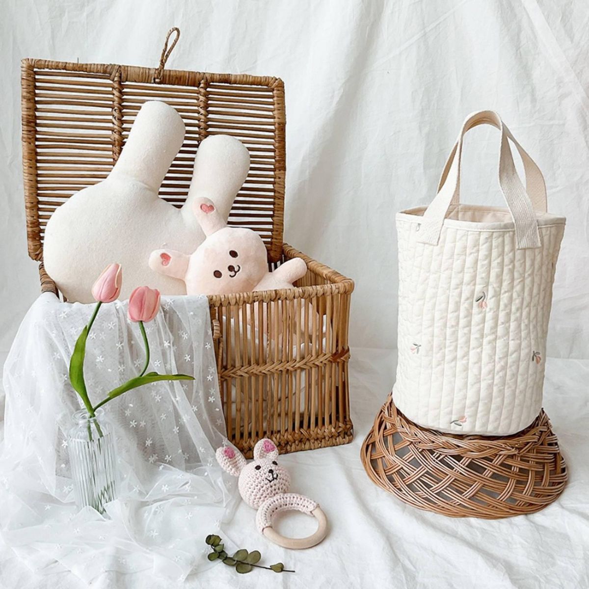 Baby Crib Organizer Storage Bags Cotton Bed Storage Diaper