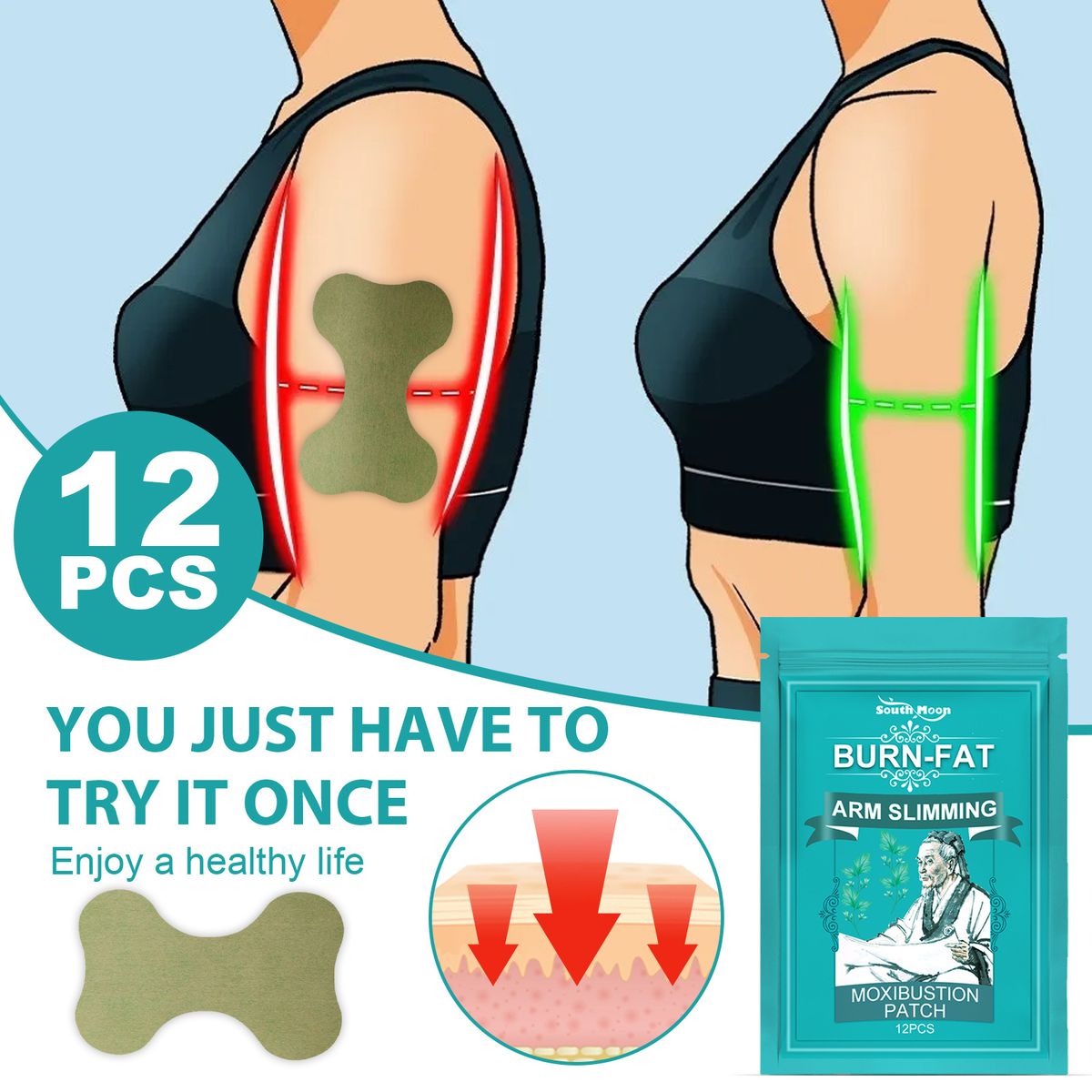 12pcs Thin Arm Patch Weight Loss Stickers Harbal Plaster