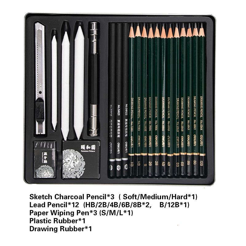 Deli Sketching Art Set Profesional Sketch Charcoal Pencils