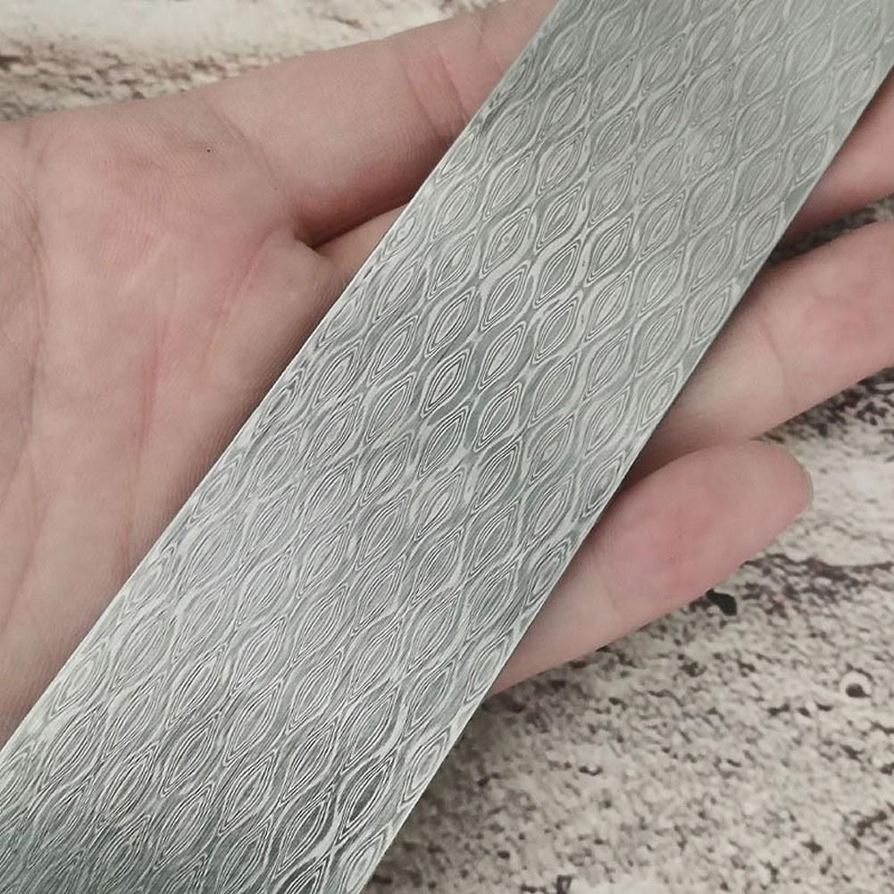 160*30*3mm Damascus Steel Billet Patterned Steel Cutter Embryo Forging Materials Quenched Smoothed for Cutter DIY Multipurpose Material