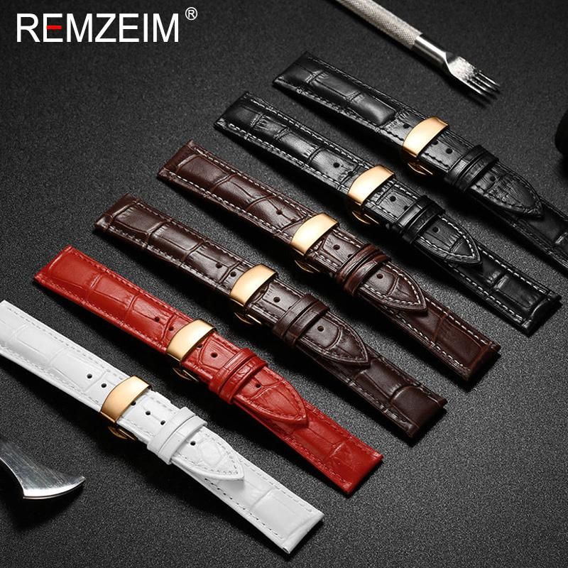 Relezeim new leather watch 16mm 17mm 18mm 19mm 20mm 21mm 22mm 23mm 24mm genuine leather wristwatch strap with box