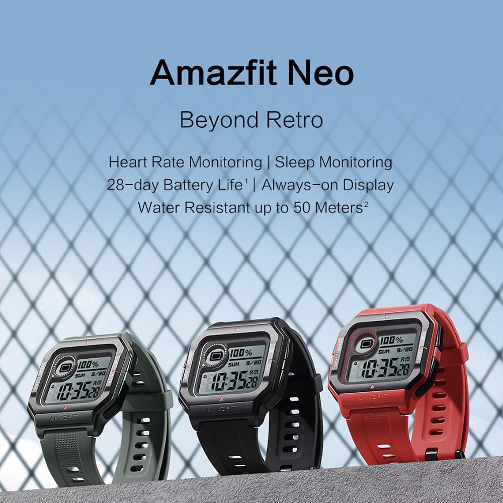 Amazfit Neo Smart Watch with Advanced Health monitoring Fitness Tracking BT Smartwatch 5ATM Waterproof Heart Rate Tracking Sleep Analysis Long lasting Battery Fitness Tracker Compatible with Android IOS Phone
