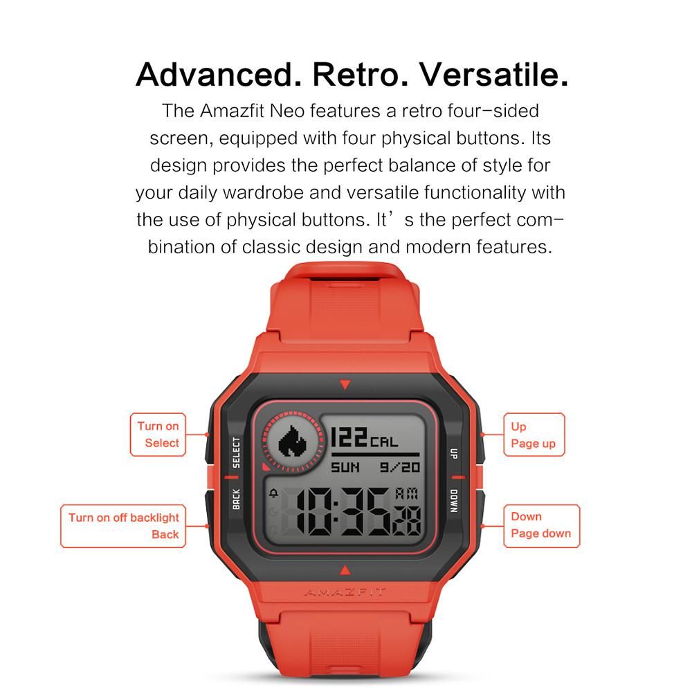 Amazfit Neo Smart Watch with Advanced Health monitoring Fitness Tracking BT Smartwatch 5ATM Waterproof Heart Rate Tracking Sleep Analysis Long lasting Battery Fitness Tracker Compatible with Android IOS Phone