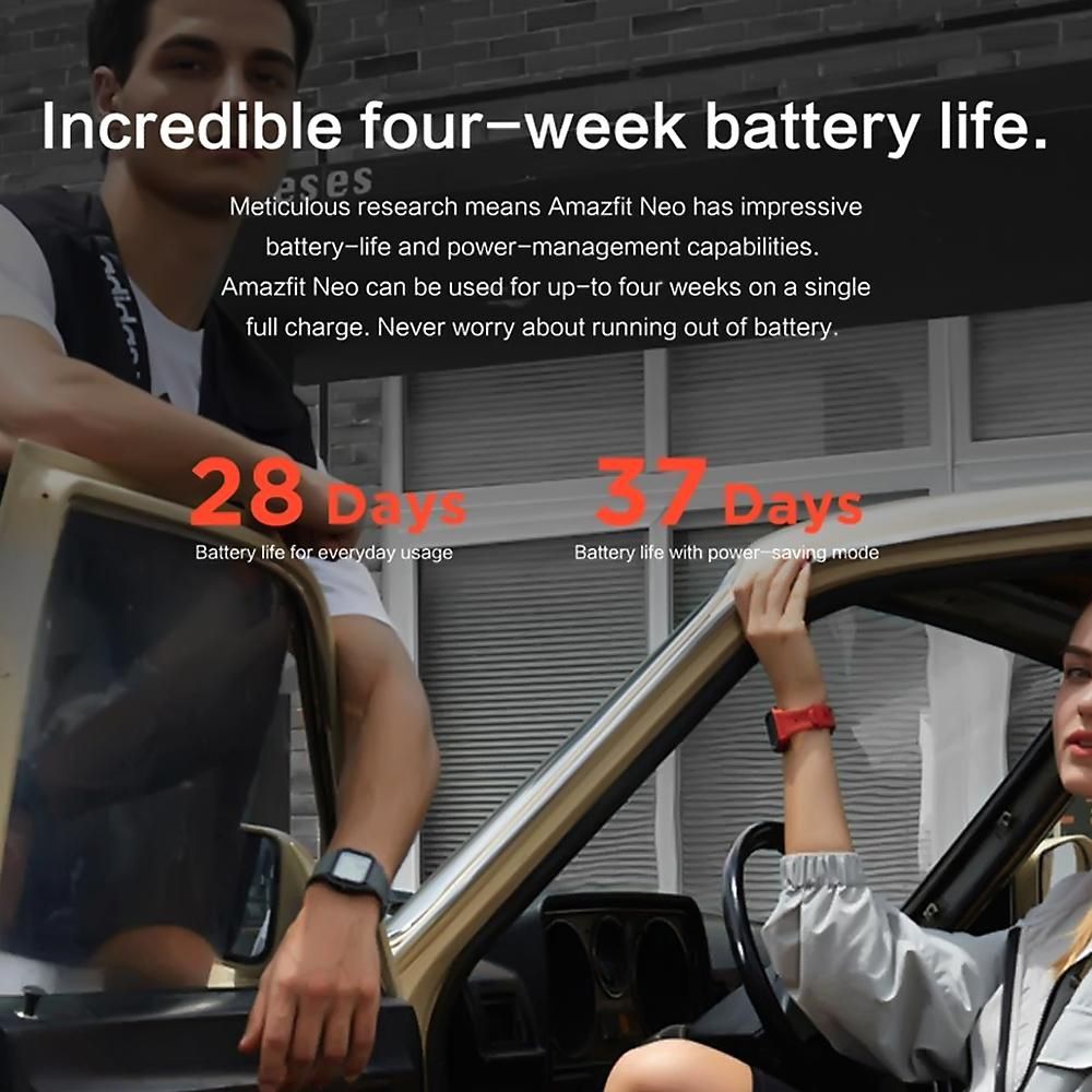 Amazfit Neo Smart Watch with Advanced Health monitoring Fitness Tracking BT Smartwatch 5ATM Waterproof Heart Rate Tracking Sleep Analysis Long lasting Battery Fitness Tracker Compatible with Android IOS Phone