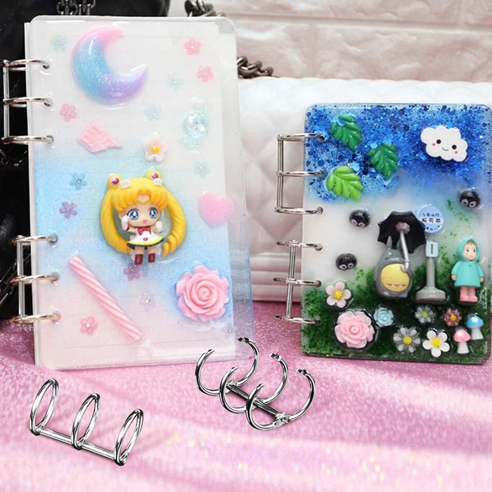 DIY Resin Casting Molds for Notebook Cover A5 A6 A7-3Pcs Silicone Notebook Cover Clear Casting Epoxy Resin Molds with 2Pcs 3-Rings Book Rings and 12Pcs Book Rings