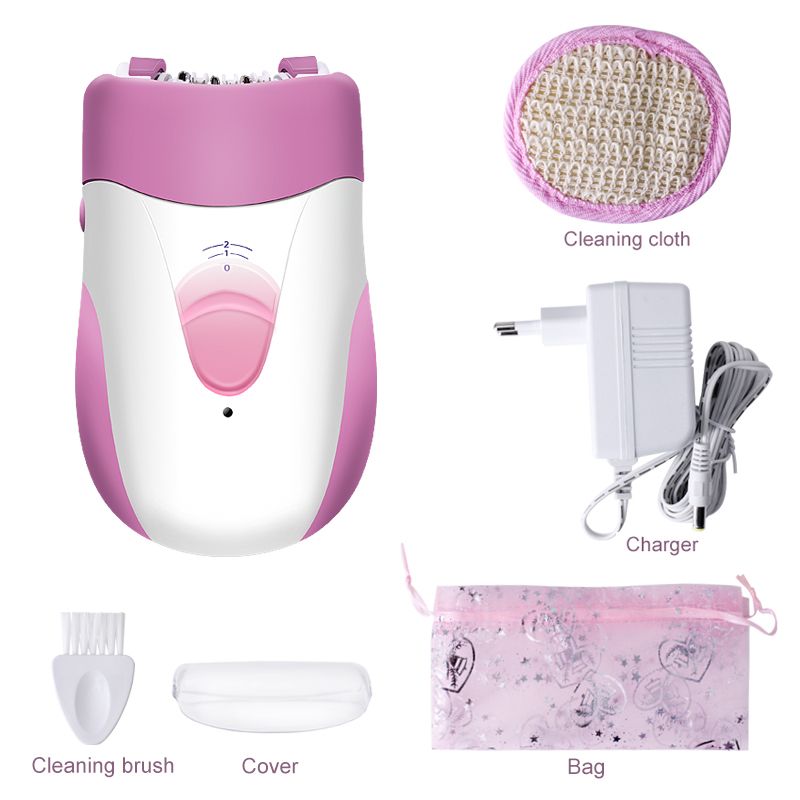2 IN 1 Rechargeable Female Shaving Plucking Dual Purpose Epilator Washable Bladde Wet And Dry Dual-N9-White&Pink