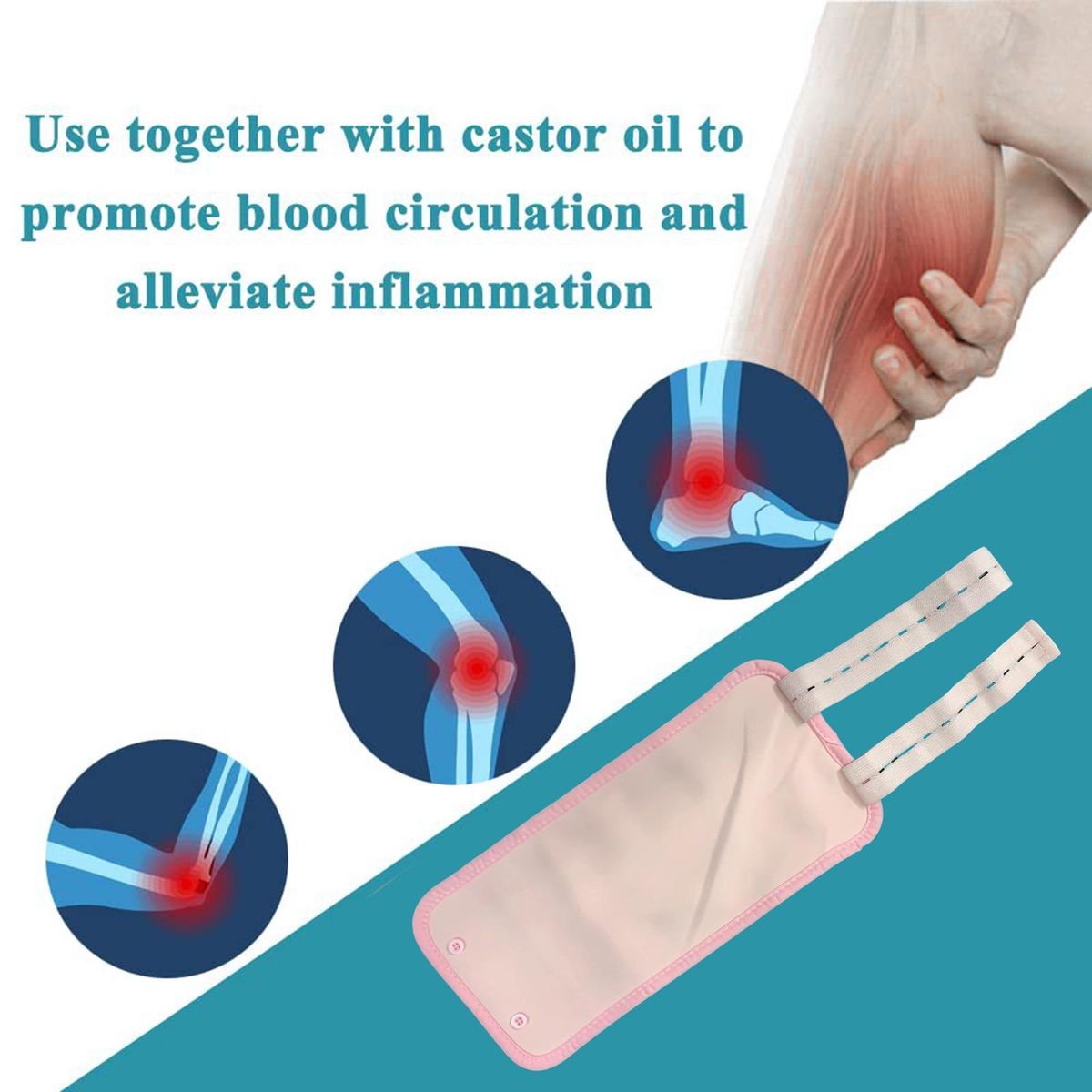 Castor Oil Leg Packs Organic Castor Oil Compress Kit for Calf Pink
