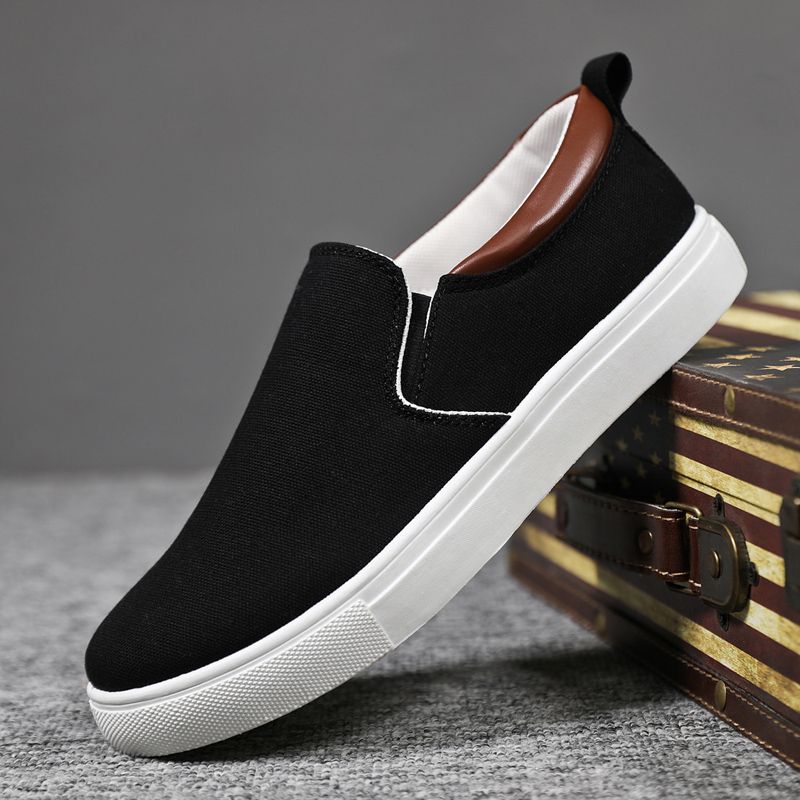EUR Size 39-46 All-match Student Canvas Shoes Men Sneakers Skate Shoes Classic Comfortable Breathable Thick Platform Casual Sneakers Lace Up Vulcanized Shoes Chunky Trainers Walking Flat Boat Shoes Black