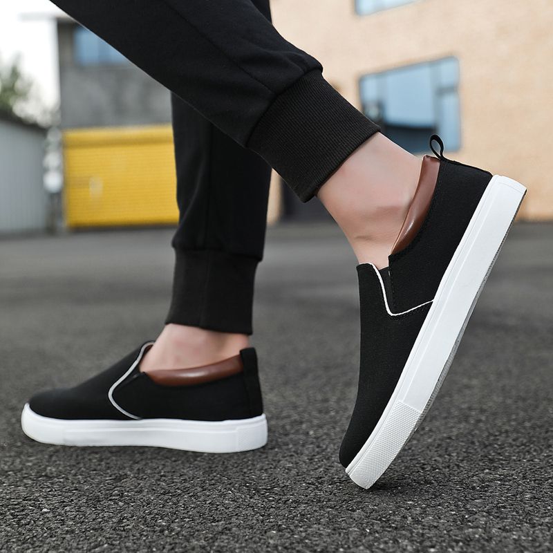EUR Size 39-46 All-match Student Canvas Shoes Men Sneakers Skate Shoes Classic Comfortable Breathable Thick Platform Casual Sneakers Lace Up Vulcanized Shoes Chunky Trainers Walking Flat Boat Shoes Black