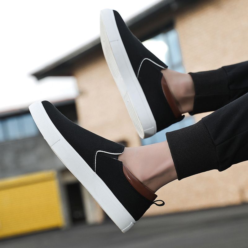 EUR Size 39-46 All-match Student Canvas Shoes Men Sneakers Skate Shoes Classic Comfortable Breathable Thick Platform Casual Sneakers Lace Up Vulcanized Shoes Chunky Trainers Walking Flat Boat Shoes Black