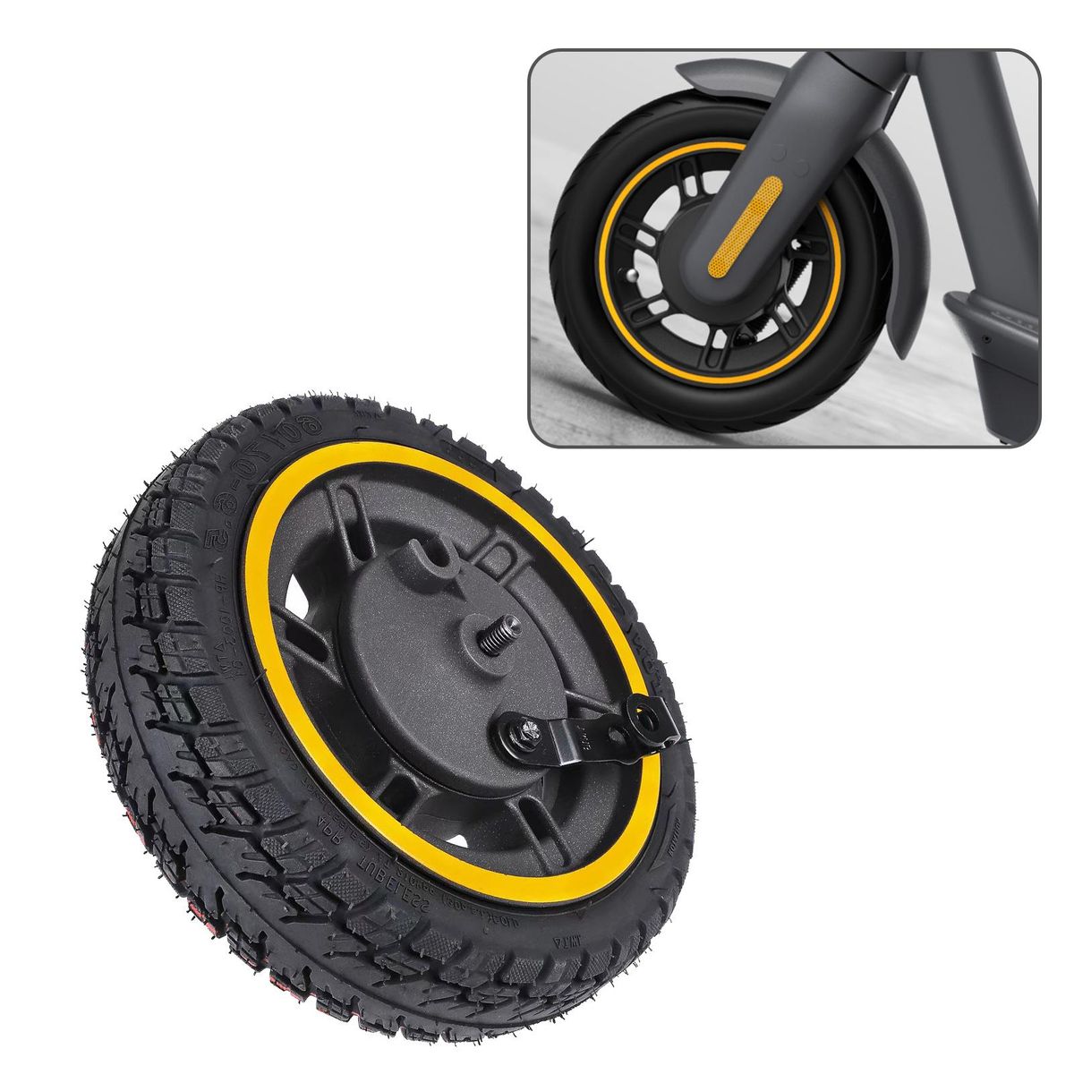 10 Inch 60/70-6.5 Front Wheel Tire Replacement for Ninebot MAX G30 G30D Electric Scooter Front Wheel Hub with Drum Brake