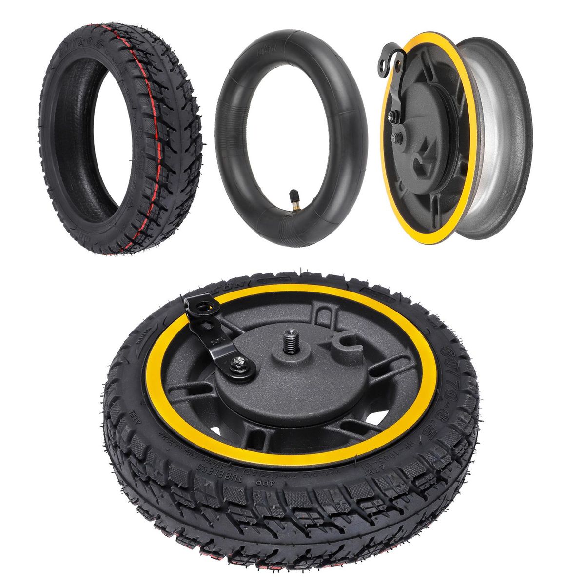 10 Inch 60/70-6.5 Front Wheel Tire Replacement for Ninebot MAX G30 G30D Electric Scooter Front Wheel Hub with Drum Brake