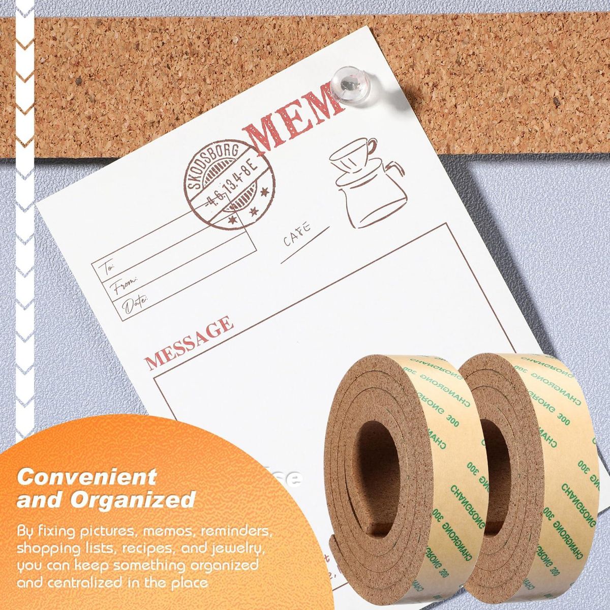Strong Adhesive Cork Roll Strip Versatile Cork Bulletin Bar for Home