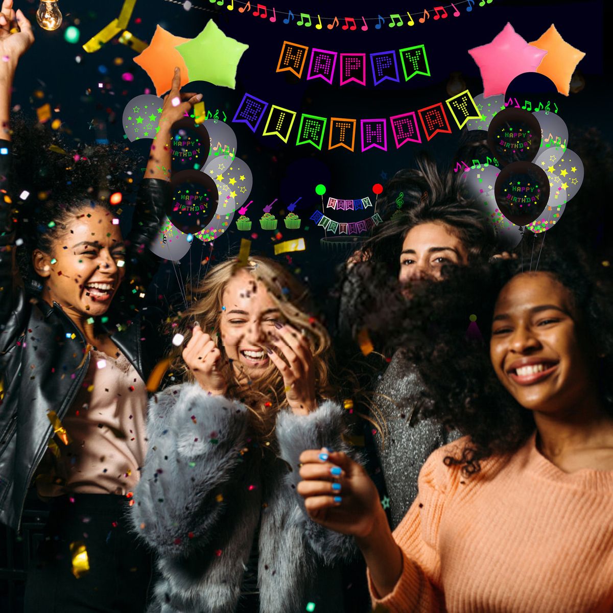 Glow Neon Birthday Party Decorations Supplies Happy Birthday