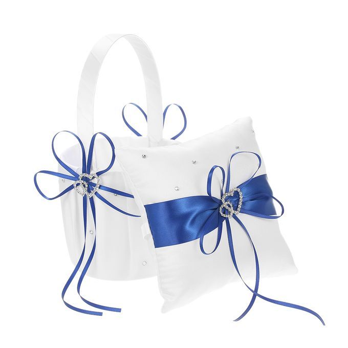 6 * 6 Inches Double Heart Satin Ring Bearer Pillow And