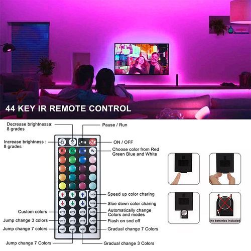 15M 30M 5050 Lights Lighting RGB 44Key Control LED PLUG US/EU/AU/UK Led Light Strips Desktop Holiday Wall Room TV BackLight-44keys-20M-5050 Non -
