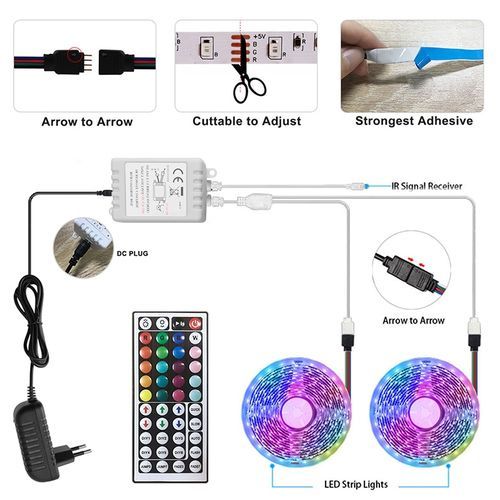 15M 30M 5050 Lights Lighting RGB 44Key Control LED PLUG US/EU/AU/UK Led Light Strips Desktop Holiday Wall Room TV BackLight-44keys-20M-5050 Non -